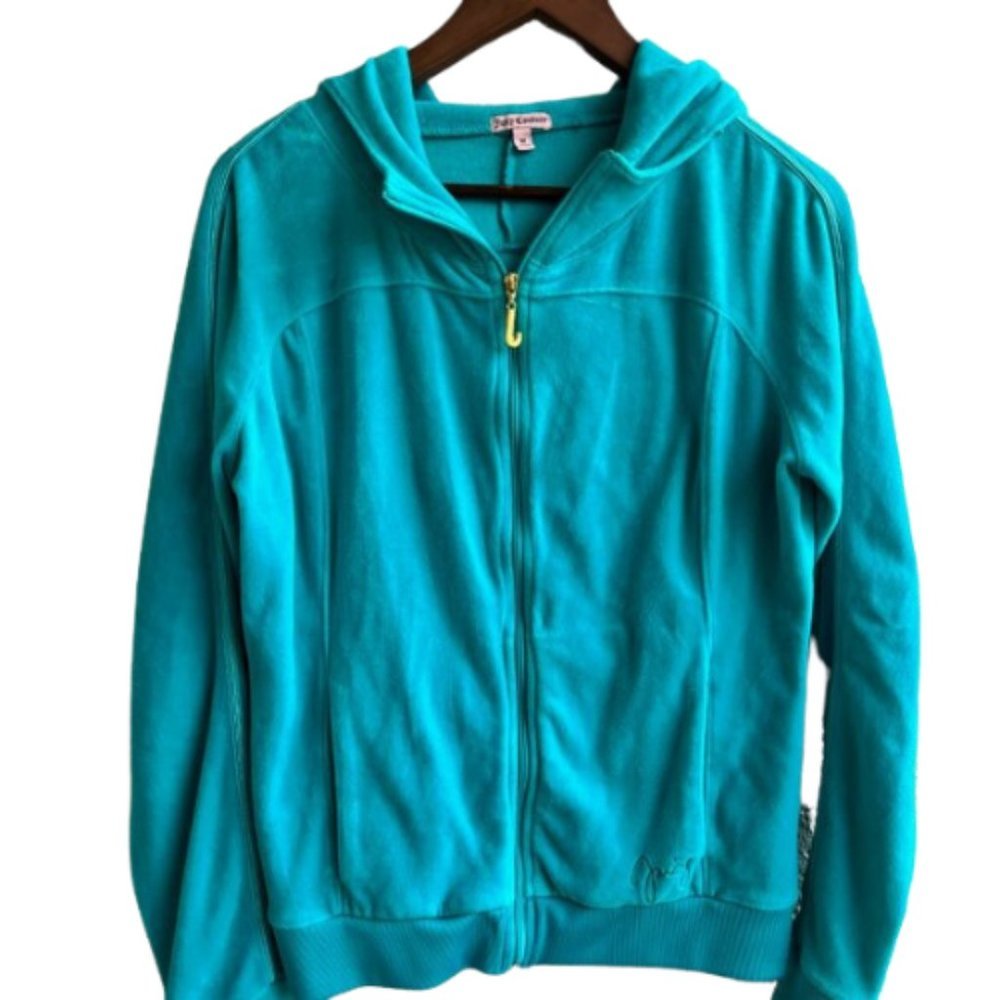 JUICY COUTURE VELVET TRACK SUIT HOODIE TEAL Women's Medium